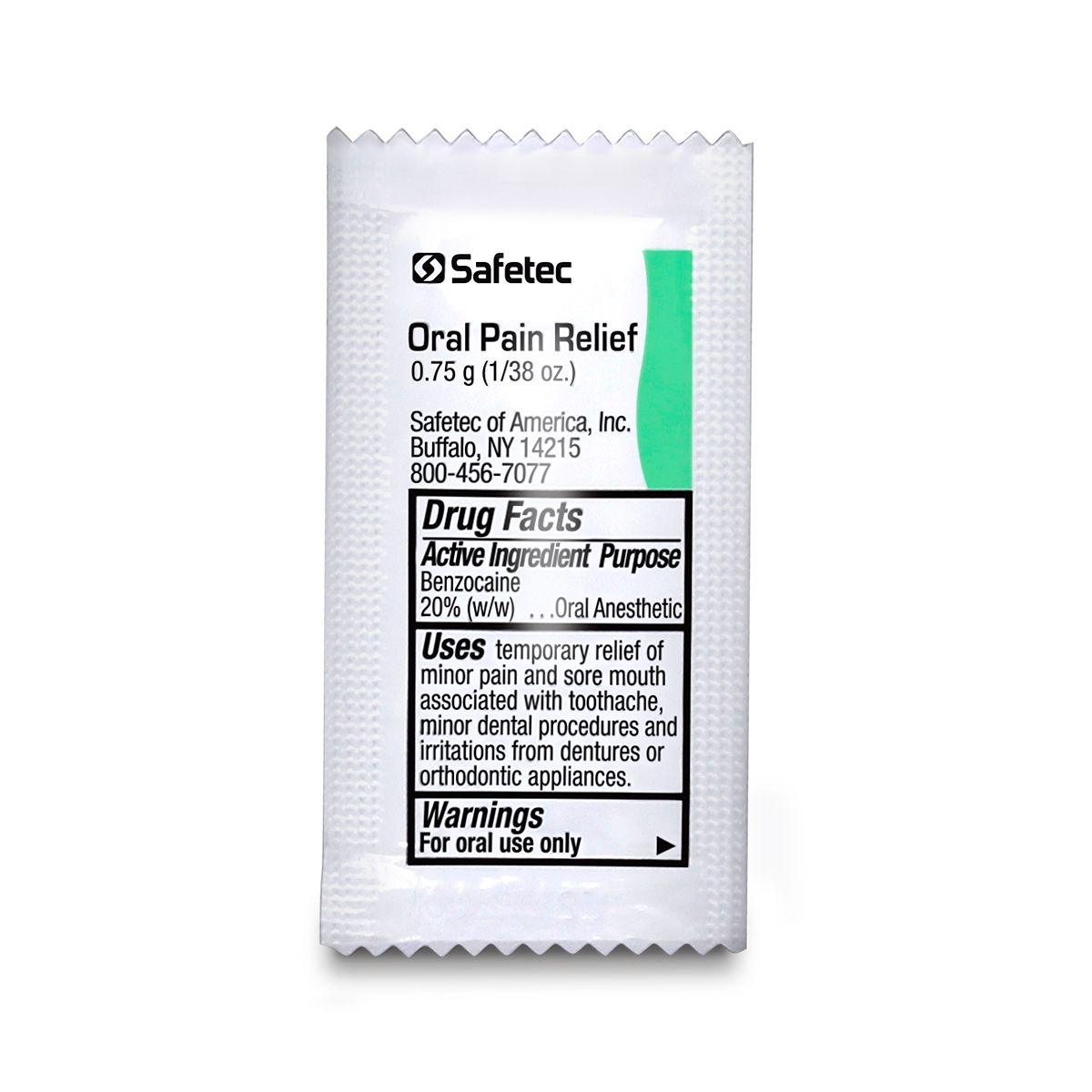 Safetec Oral Pain Relief.75 g Packets