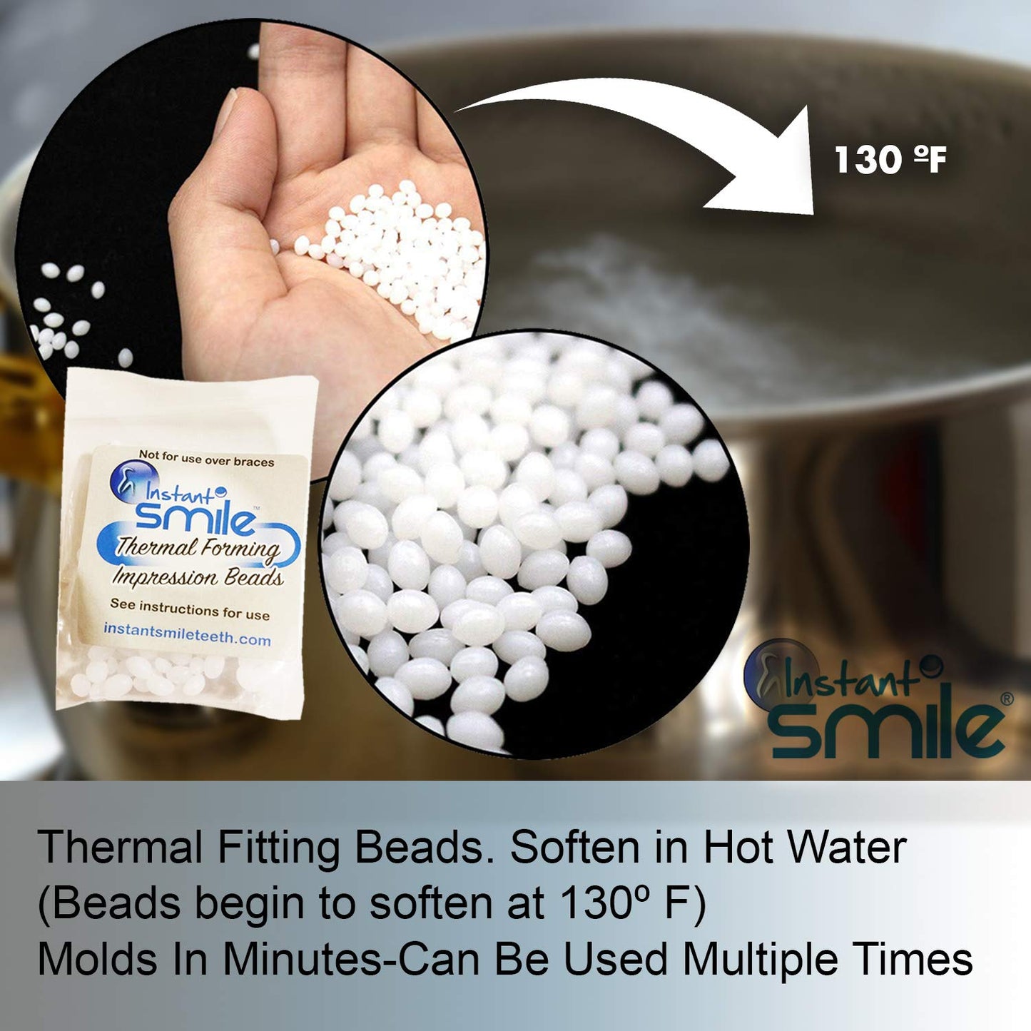 Billy Bob Replacement Thermal Adhesive Fitting Beads for Fake Teeth Package of 2