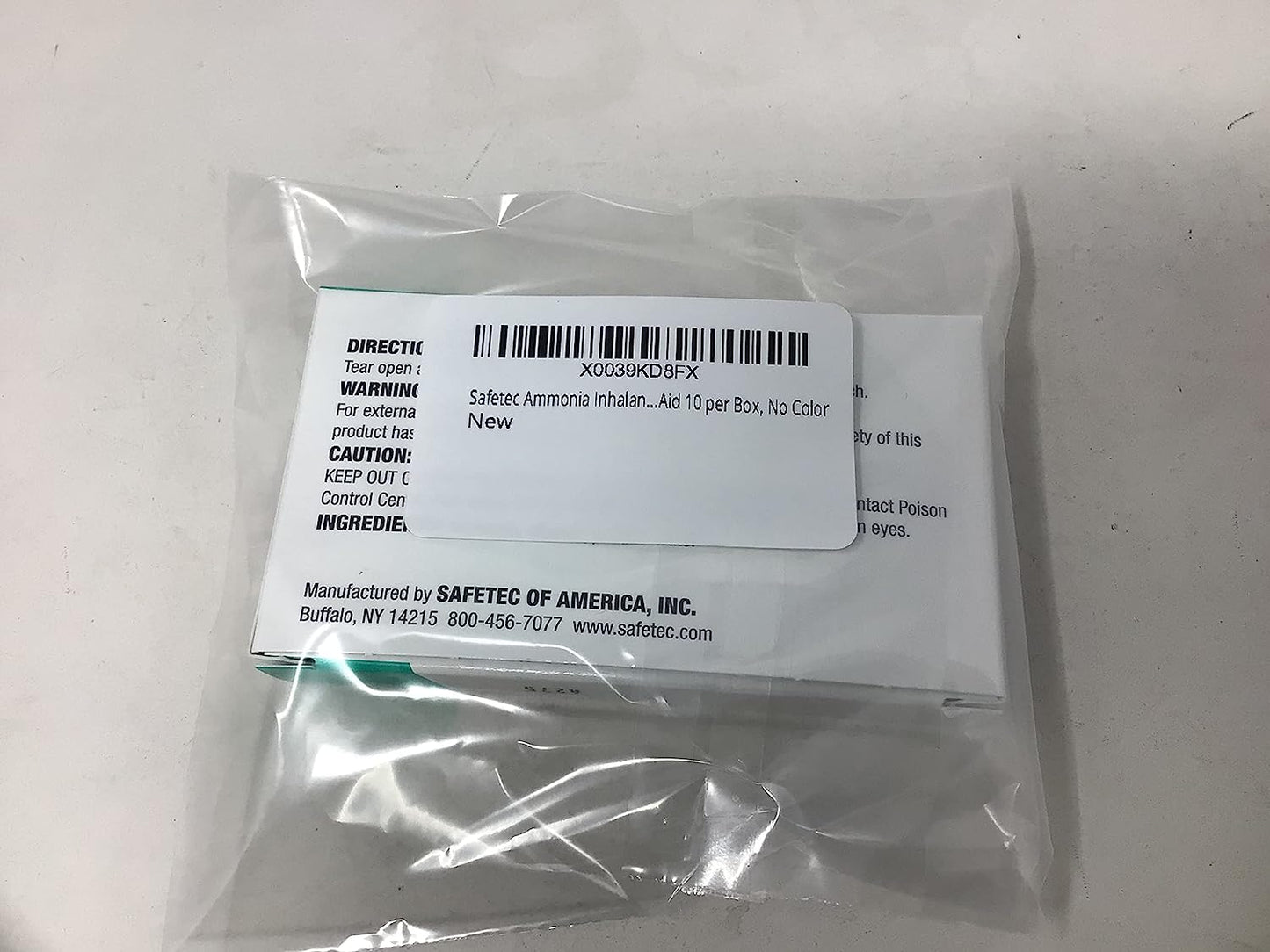 Safetec Ammonia Inhalant Pouches First Aid 10 per Box, No Color