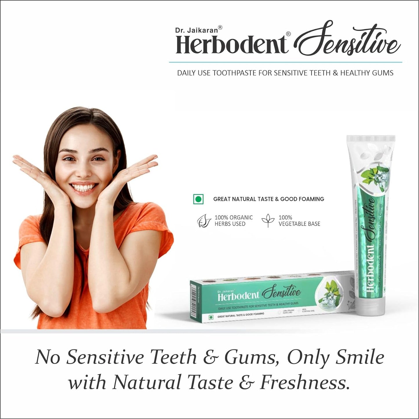 Herbodent® Sensitive Toothpaste for Enamel Repair & Cavity Protection, Fluoride Free, Sensitive Care with Natural Mouthwash & Gum Strengthening Herbs - Clove, Tomar, Long Pepper & more (2, 6.53 Ounce)