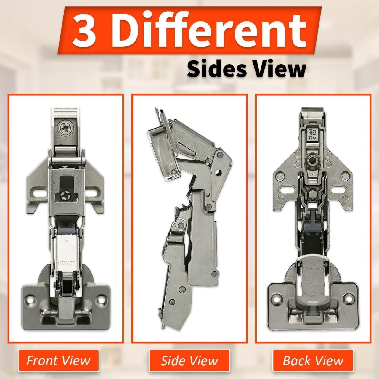 Blum 170 Degree Cabinet Hinges Bundle – Pack of 2 Full Overlay Self Close Door Face Frame Nickel Hinges with 2 Cabinet Bumpers & 8 Screws Lazy Susan Corner Cabinet Hinges Concealed European Hinges