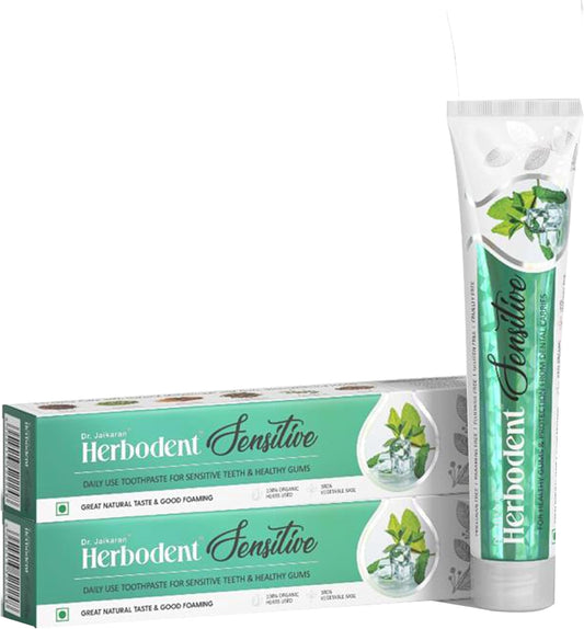 Herbodent® Sensitive Toothpaste for Enamel Repair & Cavity Protection, Fluoride Free, Sensitive Care with Natural Mouthwash & Gum Strengthening Herbs - Clove, Tomar, Long Pepper & more (2, 6.53 Ounce)