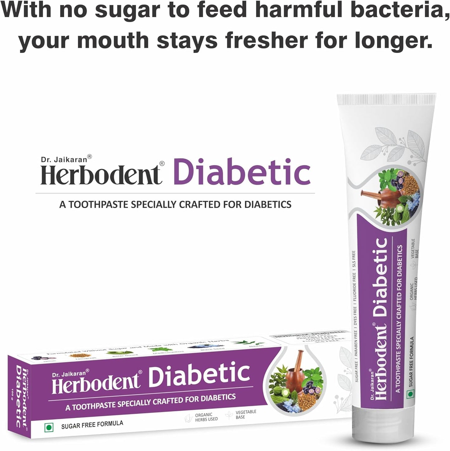 Herbodent® Diabetic Toothpaste- 3.53 oz Pack of 72 | Toothpaste Specially Crafted for Diabetics