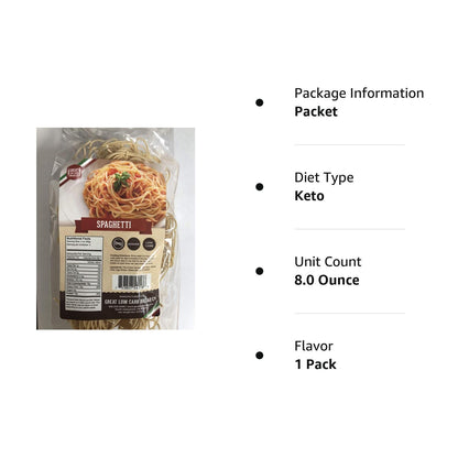 Low Carb Pasta, Keto Pasta, Great Low Carb Bread Company, Non GMO, Spaghetti Pasta 8 oz