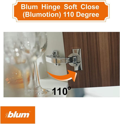 Blum 110 Degree Cliptop 71B3550 Soft Close Hinges - Full Overlay Soft Close Frameless Application kit Includes Screws and Bumpers from BI&R Basics Pack of 4