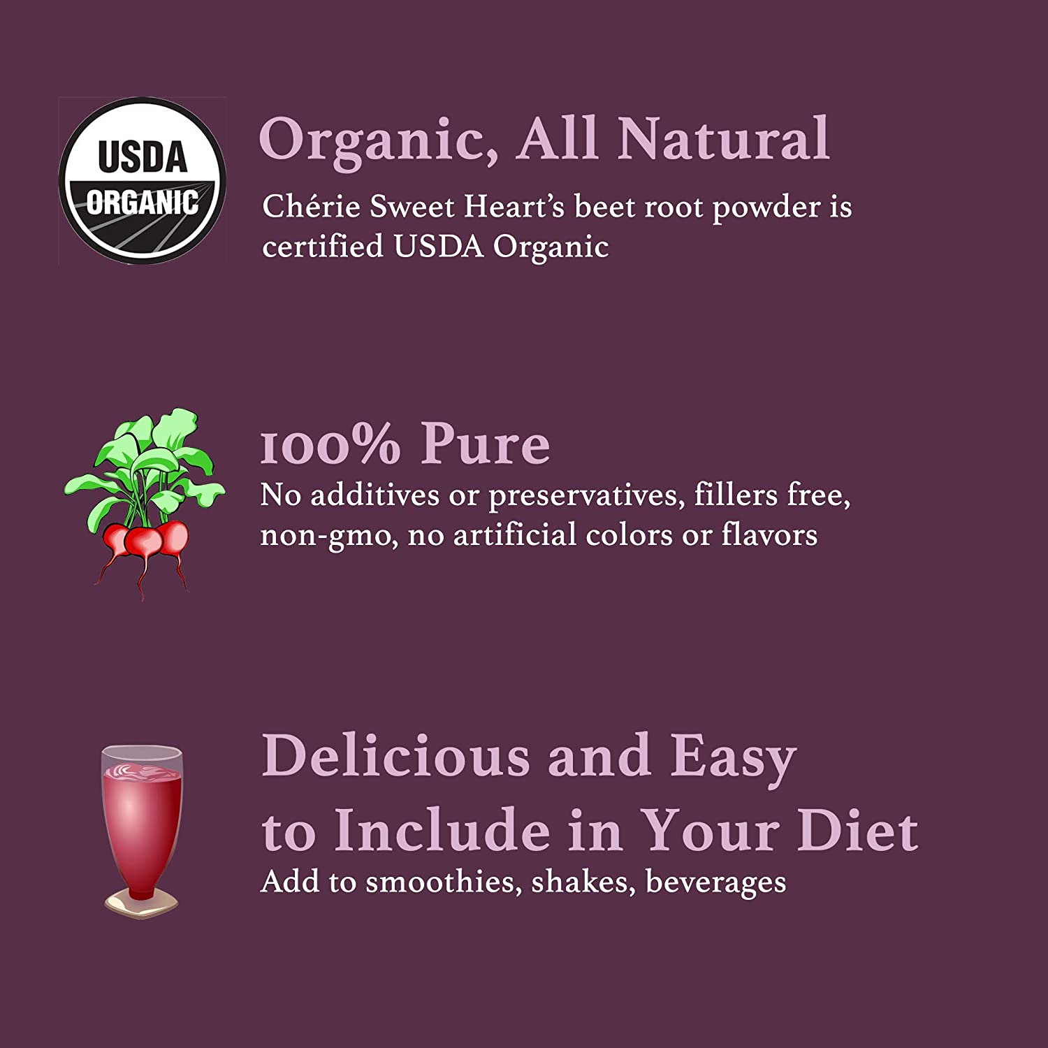 Certified Organic Beet Juice Powder 16 oz Raw Vegan & Gluten Free