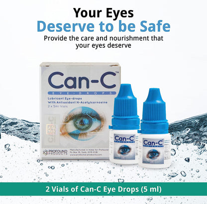 Can-C Eye Drops, Ideal Eye Drops for Dry Eyes, Pack of 2 Vials of 5ml