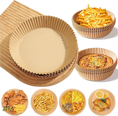 Air Fryer Liners, Non-Stick Disposable Paper Liner, Water-proof, Oil-proof, Food Grade Parchment Paper for Air Fryer