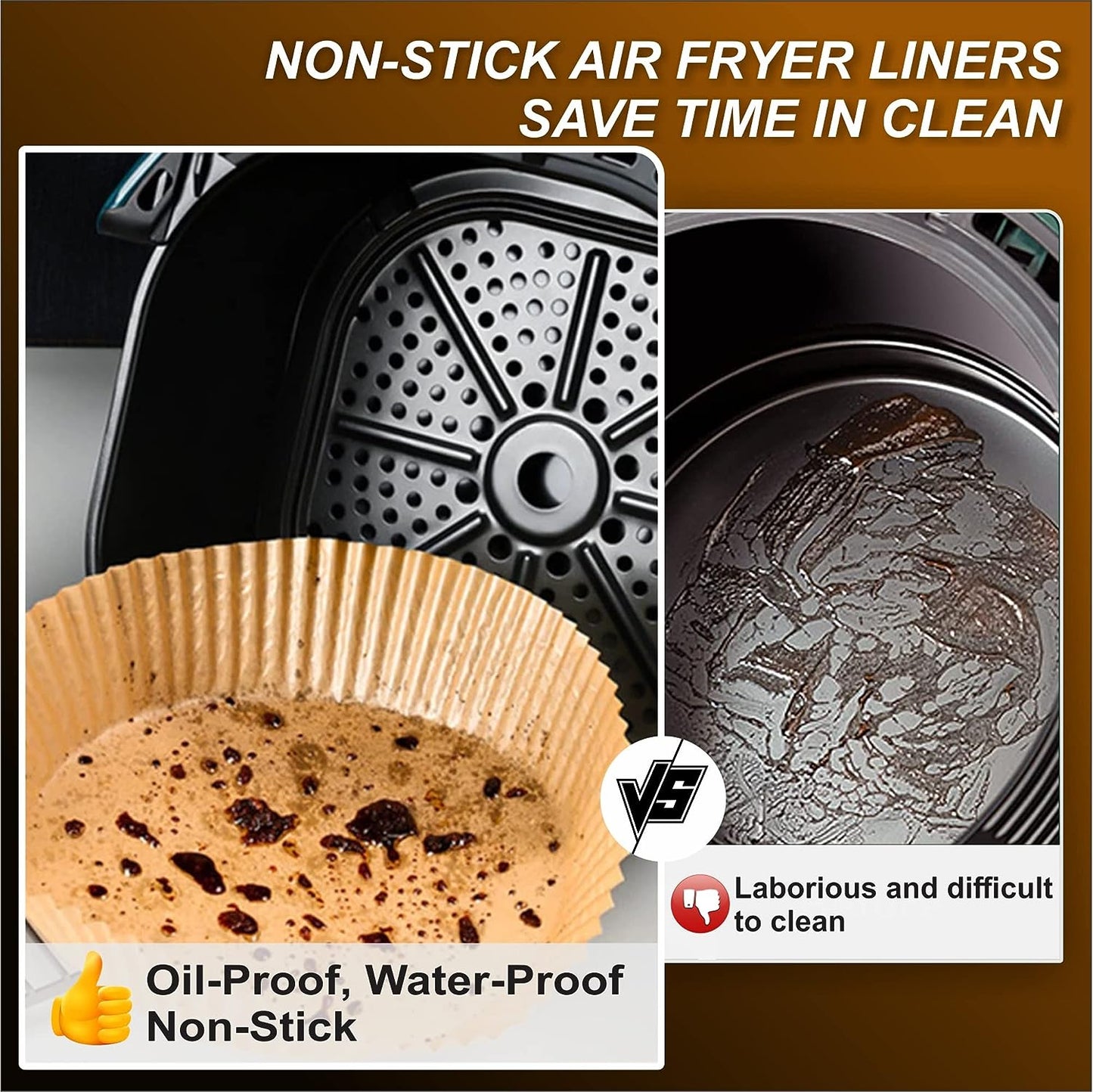 Air Fryer Liners, Non-Stick Disposable Paper Liner, Water-proof, Oil-proof, Food Grade Parchment Paper for Air Fryer