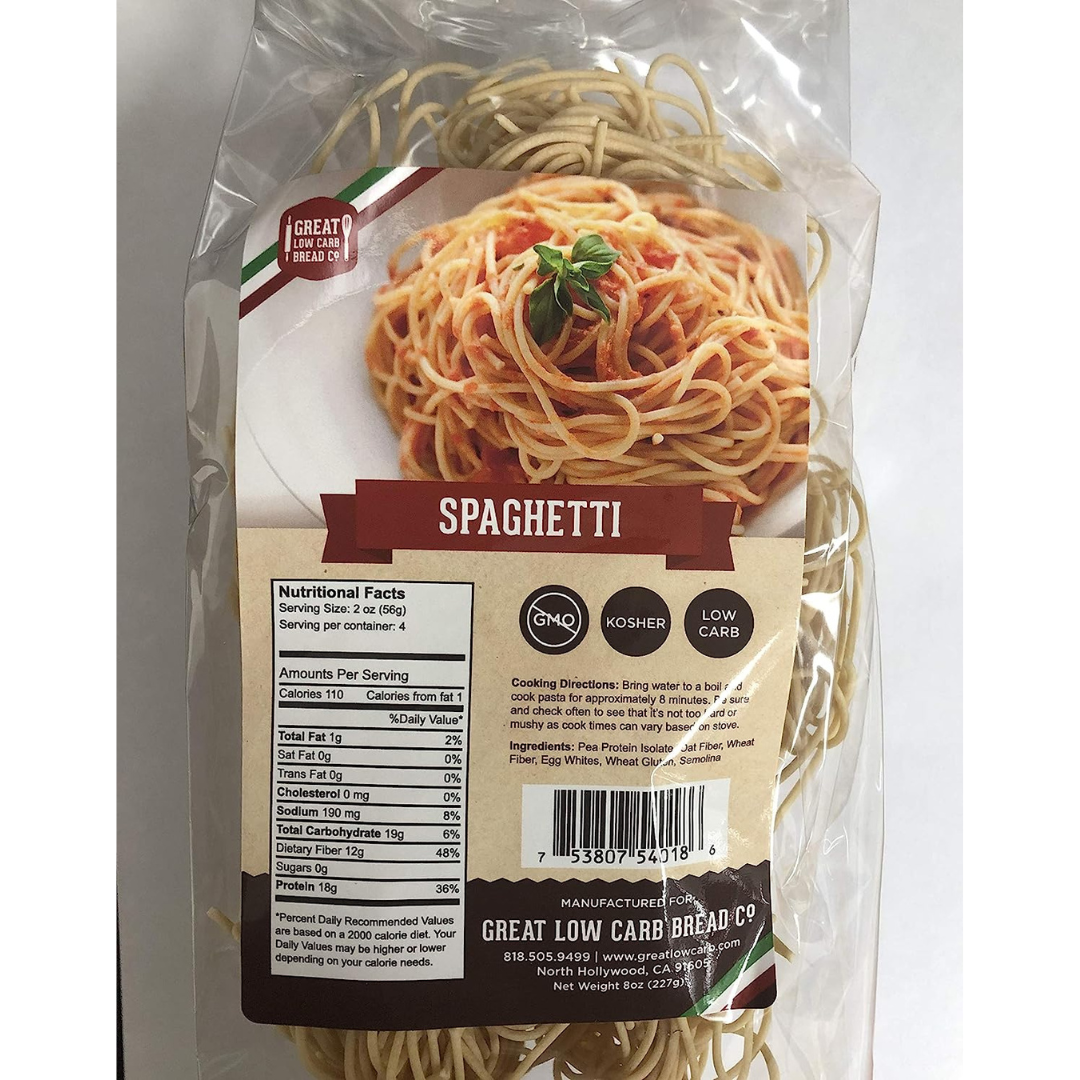 Low Carb Pasta, Keto Pasta, Great Low Carb Bread Company, Non GMO, Spaghetti Pasta 8 oz