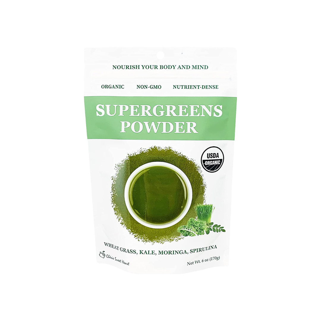 Cherie Sweet Heart Supergreens Powder - Green Superfood - Organic Greens Powder Super Greens - Smoothie Powder - Superfood Powder - Powdered Greens - 6 oz Super Greens Powder - 34 Servings