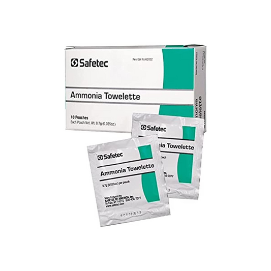 Safetec Ammonia Inhalant Pouches First Aid 10 per Box, No Color